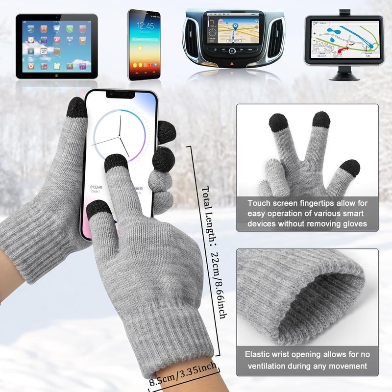 Darller Mens Winter Hats Scarf for Men with Touchscreen Gloves Warm Long Scaves and Skull Caps Beanie Hat Gloves Set - Image 4